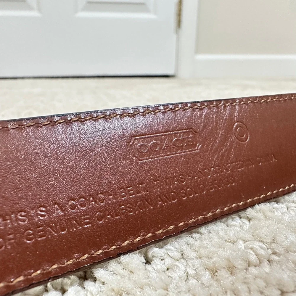 Coach Leather Belt Mens 42 Brown Calfskin Solid Brass Buckle Dress Classic 5963